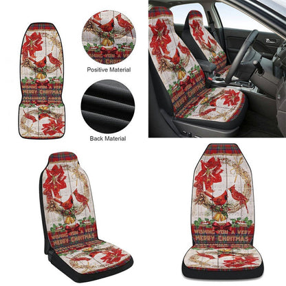 Cardinal A Very Merry Christmas Cars Seat Cover, Christmas Car Seat Covers, Car Decor Gift