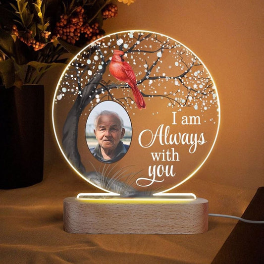 Cardinal Always With You Blossom Tree Family Memorial, Custom Photo, Personalized Night Light, Mother's Day Night Lights For Bedroom