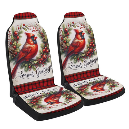 Cardinal Christmas Wreath Cars Seat Cover, Christmas Car Seat Covers, Car Decor Gift
