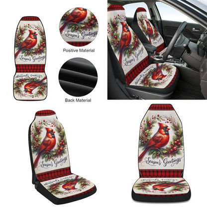 Cardinal Christmas Wreath Cars Seat Cover, Christmas Car Seat Covers, Car Decor Gift