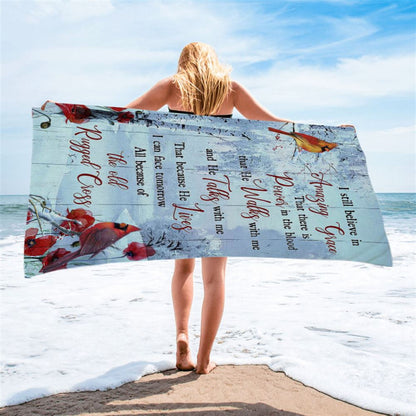 Cardinal I Still Believe In Amazing Grace Beach Towel - Christian Art - Bible Verse Beach Towel - Religious Beach Towel