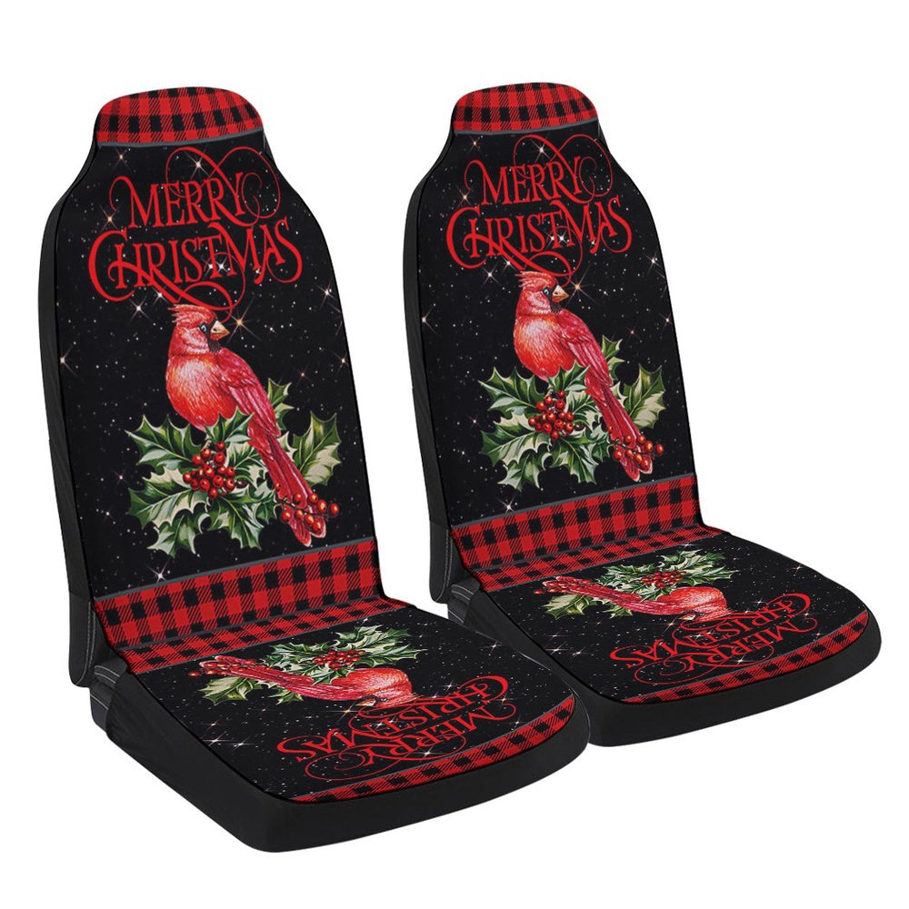 Cardinal Merry Christmas Cars Seat Cover, Christmas Car Seat Covers, Car Decor Gift