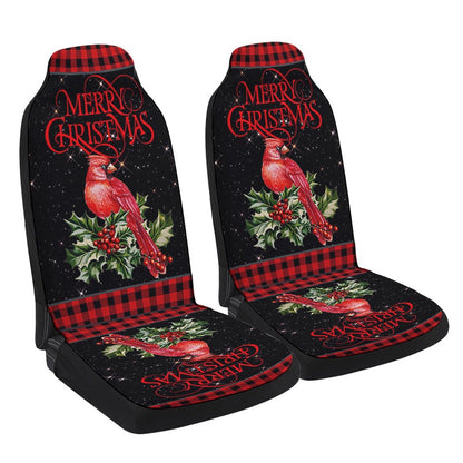 Cardinal Merry Christmas Cars Seat Cover, Christmas Car Seat Covers, Car Decor Gift