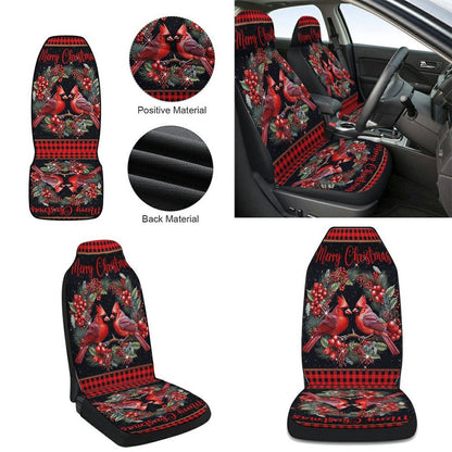 Cardinal Merry Christmas Cars Seat Cover, Christmas Car Seat Covers, Car Decor Gift