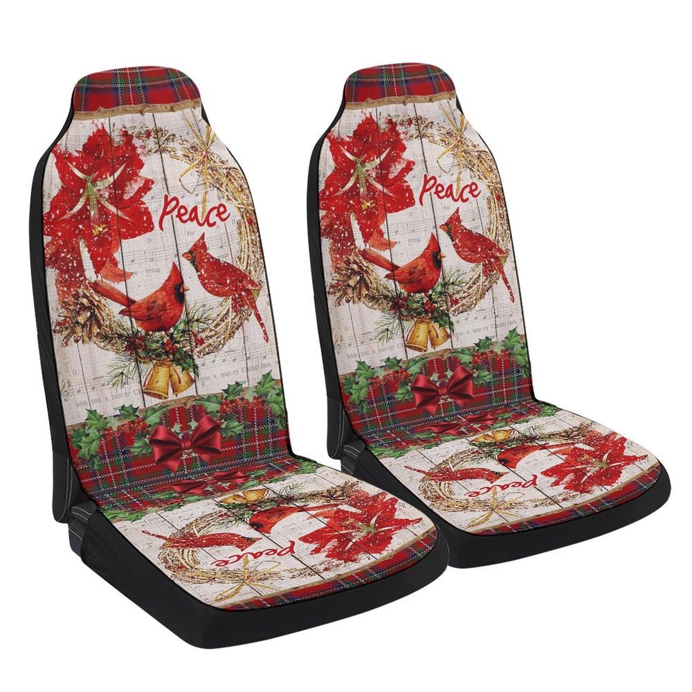 Cardinal Peace Christmas Cars Seat Cover, Christmas Car Seat Covers, Car Decor Gift