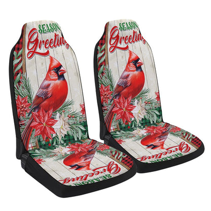 Cardinal Season Greetings Winter Christmas Cars Seat Cover, Christmas Car Seat Covers, Car Decor Gift