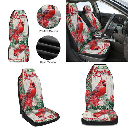 Cardinal Season Greetings Winter Christmas Cars Seat Cover, Christmas Car Seat Covers, Car Decor Gift