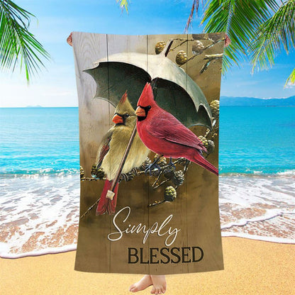Cardinal Simply Blessed Beach Towel - Bible Verse Beach Towel - Christian Inspirational Beach Towel