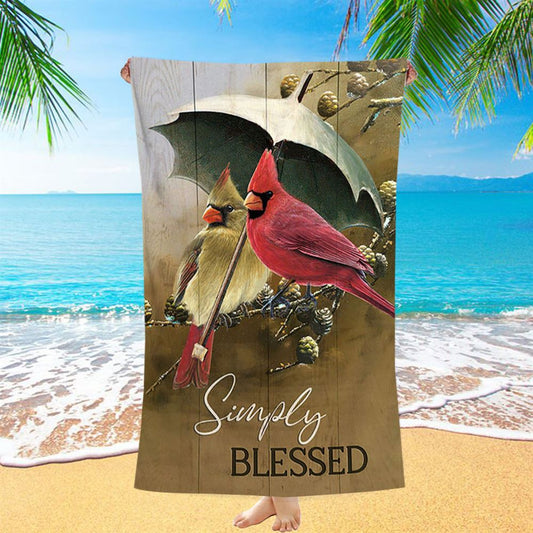 Cardinal Simply Blessed Beach Towel - Bible Verse Beach Towel - Christian Inspirational Beach Towel