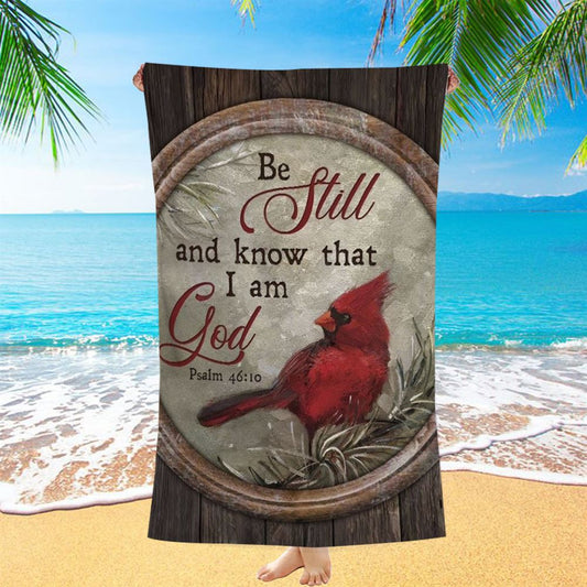 Cardinal Winter Forest Be Still And Know That I Am God Beach Towel, Christian Beach Towel, Christian Gift, Gift For Women
