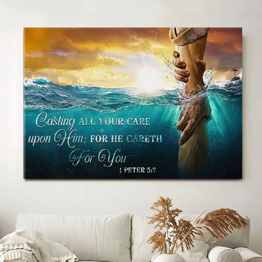 Casting All Your Care Upon Him 1 Peter 57 Kjv Canvas Print - Bible Verse Wall Art - Christian Wall Decor