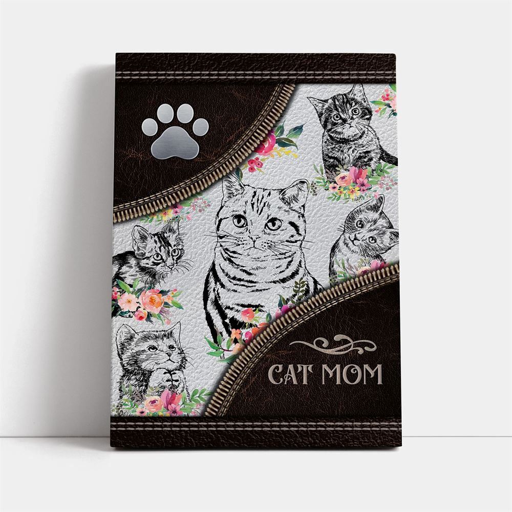 Cat Mom Pen Art Flower, Mother's Day Canvas Art, Gift For Mom, Birthday Gift, Mother's Day Wall Art