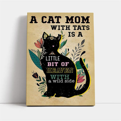 Cat Mom With Tats Canvas Vintage, Mother's Day Canvas Art, Gift For Mom, Birthday Gift, Mother's Day Wall Art