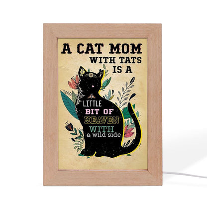 Cat Mom With Tats Frame Lamp Vintage, Mother's Day Night Light, Best Mom Ever, Gift For Mom