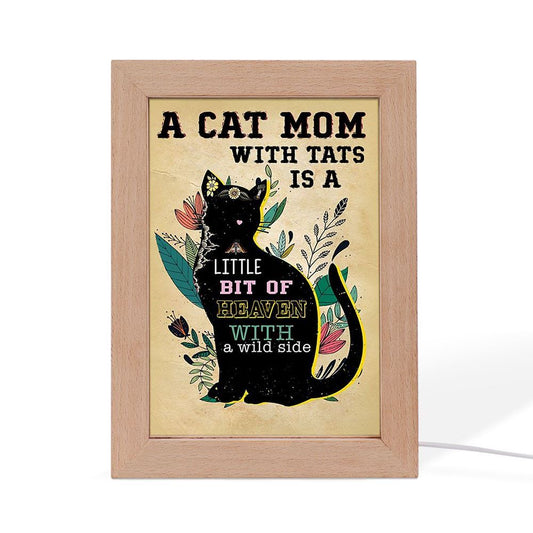 Cat Mom With Tats Frame Lamp Vintage, Mother's Day Night Light, Best Mom Ever, Gift For Mom
