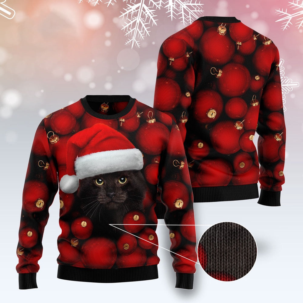 Cat Xmas Sweater, Black Cat Christmas Ugly Christmas Sweater, Sweater Xmas