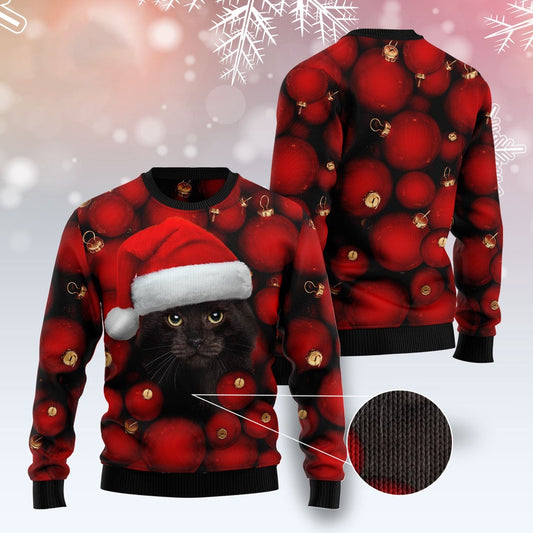 Cat Xmas Sweater, Black Cat Christmas Ugly Christmas Sweater, Sweater Xmas