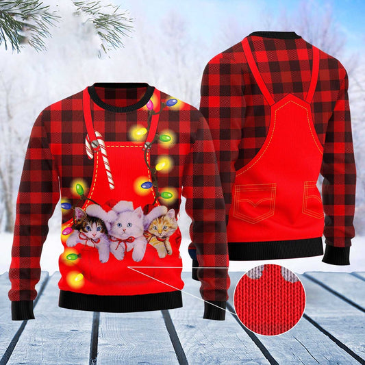 Cat Xmas Sweater, Cat Pocket Christmas Ugly Christmas Sweater, Sweater Xmas