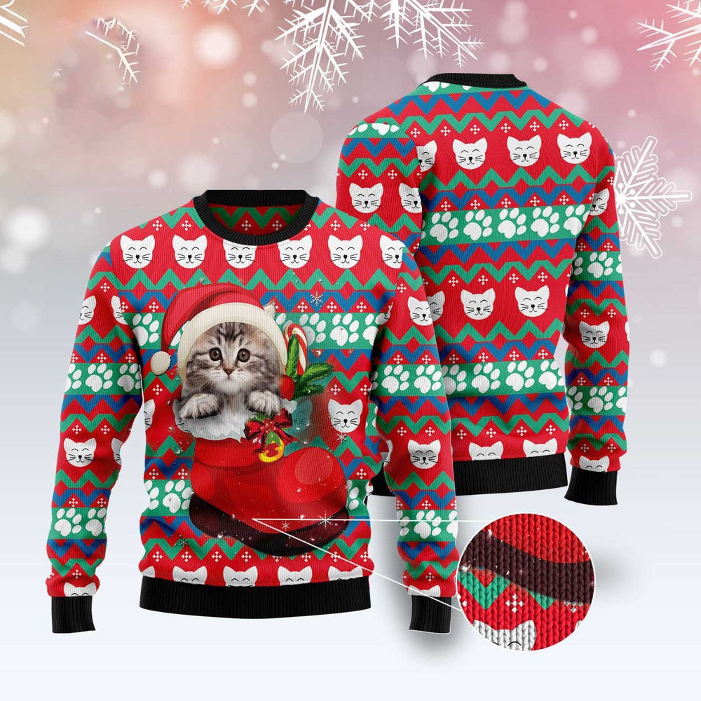 Cat Xmas Sweater, Cat Socks Ugly Christmas Sweater, Sweater Xmas