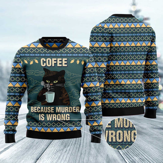 Cat Xmas Sweater, Coffee Cat Ugly Christmas Sweater, Sweater Xmas