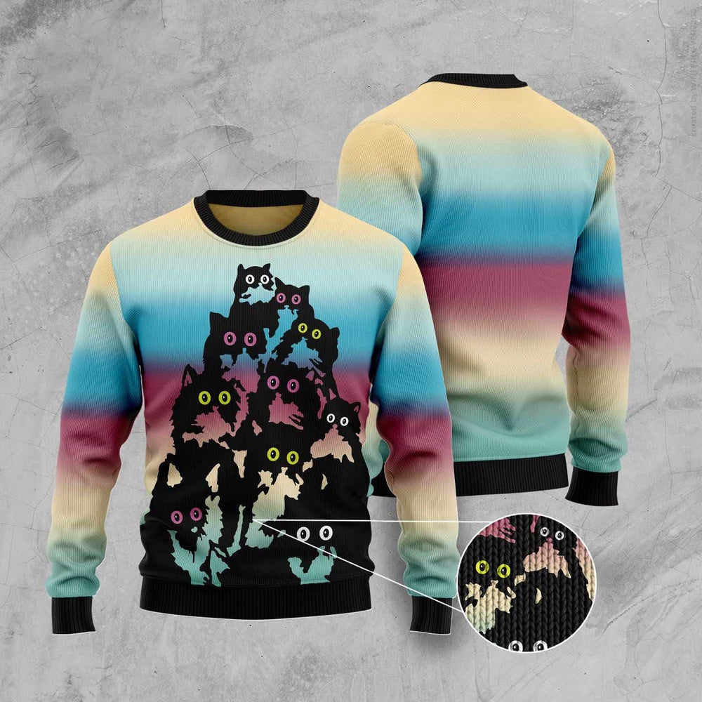 Cat Xmas Sweater, Lovely Black Cat Ugly Christmas Sweater, Sweater Xmas