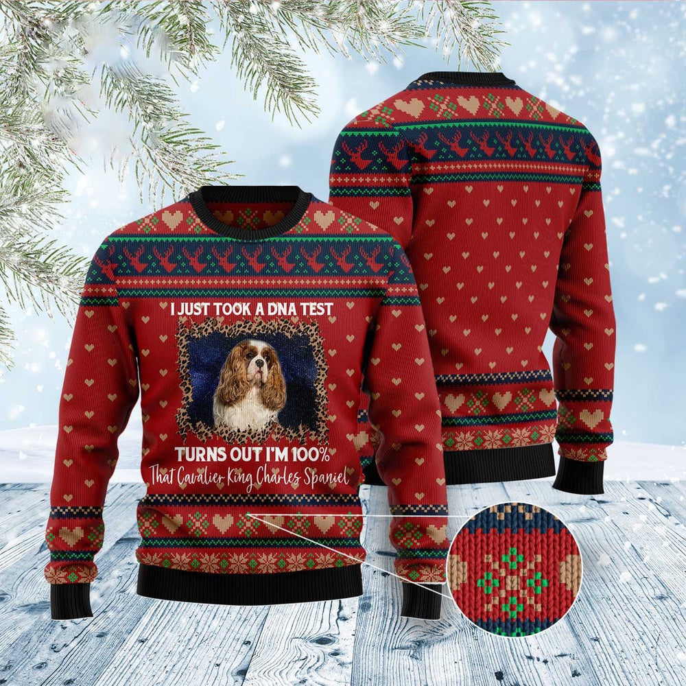 Cavalier King Charles Spaniel Dna Ugly Christmas Sweater, Funny Xmas Sweater, Sweater Xmas