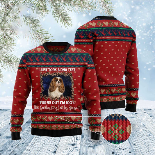 Cavalier King Charles Spaniel Dna Ugly Christmas Sweater, Funny Xmas Sweater, Sweater Xmas