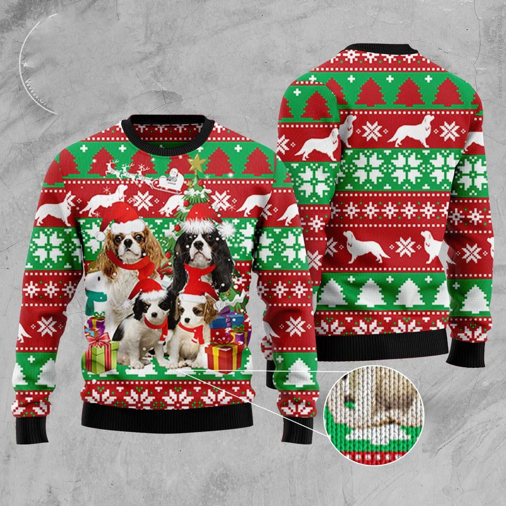 Cavalier King Charles Spaniel Family Ugly Christmas Sweater, Funny Xmas Sweater, Sweater Xmas