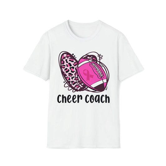 Cheer Coach Leopard Cheerleading Football Mom Breast Cancer Premium T Shirt, Mother's Day Premium T Shirt, Mom Shirt