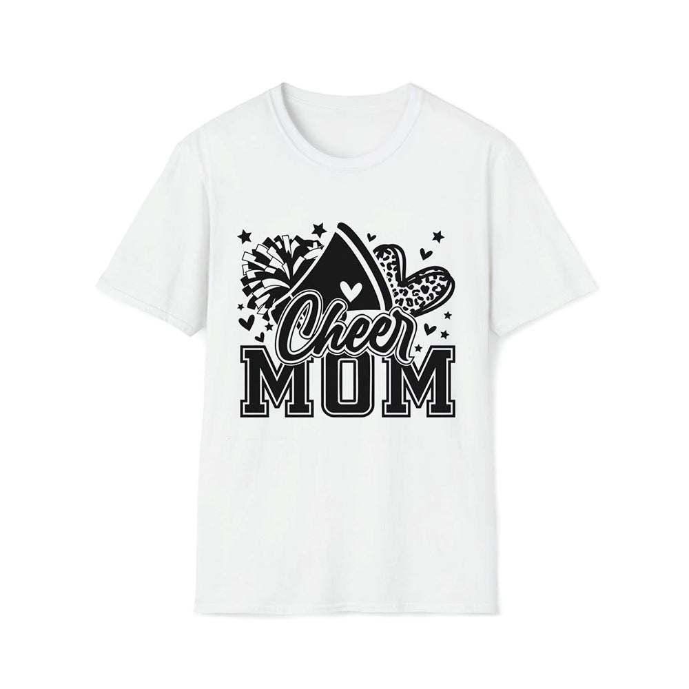 Cheer Mom  Cheerleader Football Leopard Print Heart Premium T Shirt, Mother's Day Premium T Shirt, Mom Shirt