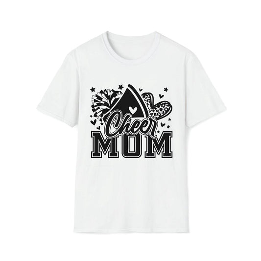 Cheer Mom  Cheerleader Football Leopard Print Heart Premium T Shirt, Mother's Day Premium T Shirt, Mom Shirt