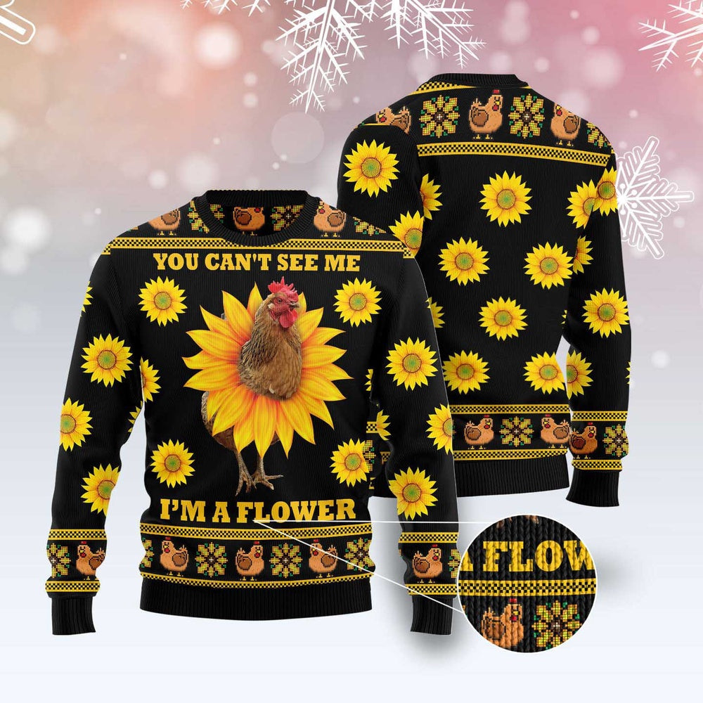 Chicken Flower Ugly Christmas Sweater, Funny Xmas Sweater, Sweater Xmas