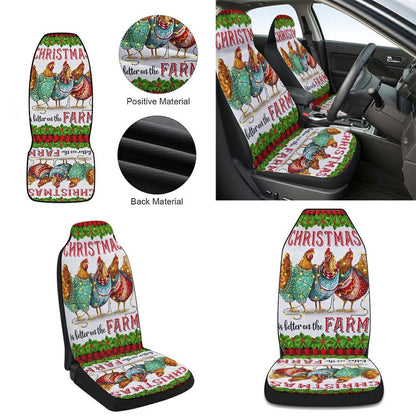 Chickens Christmas Is Better On The Farm Cars Seat Cover, Christmas Car Seat Covers, Car Decor Gift