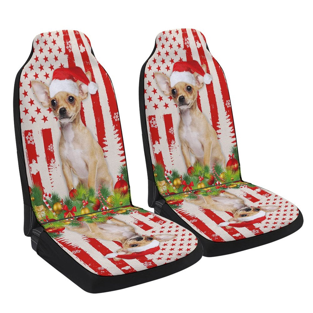 Chihuahua Christmas Cars Seat Cover, Christmas Car Seat Covers, Car Decor Gift