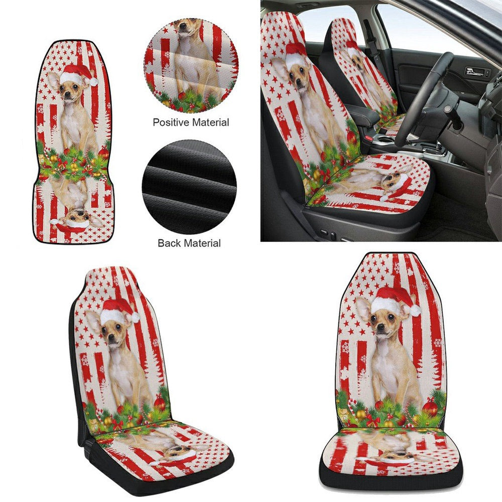 Chihuahua Christmas Cars Seat Cover, Christmas Car Seat Covers, Car Decor Gift