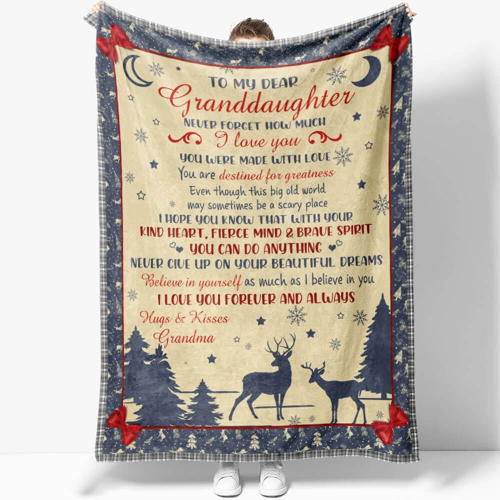 Chirstmas Granddaughter Blanket, Never Forget How Much I Love You, Motivational Blanket For Granddaughter Blanket, Christmas Blanket