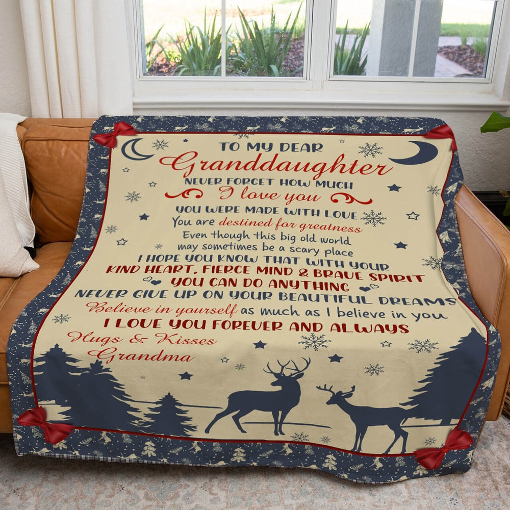 Chirstmas Granddaughter Blanket, Never Forget How Much I Love You, Motivational Blanket For Granddaughter Blanket, Christmas Blanket