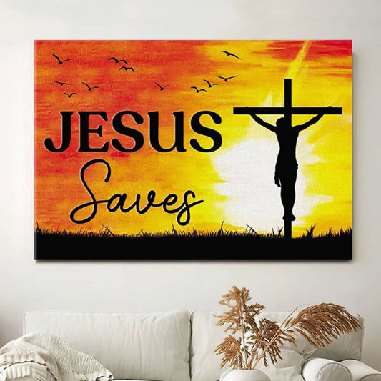 Christian Wall Art Jesus Saves Canvas Wall Art Print - Christian Wall Decor