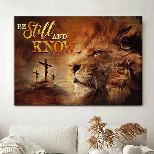 Christian Wall Art Lion Of Judah - Be Still And Know Canvas Print - Christian Wall Decor
