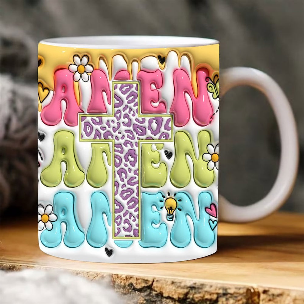 Christian 3D Mug, 3D God Inflated Mug, Bible Verse Inflated Mug, 3D Jesus Mug, Religious 3D Mug