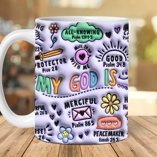 Christian 3D Mug, 3D My God Is Inflated Mug, Bible Verse Inflated Mug, 3D Jesus Mug, Religious 3D Mug