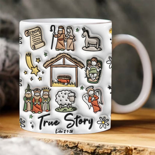 Christian 3D Mug, 3D True Story Inflated Mug, Bible Verse Inflated Mug, 3D Jesus Mug, Religious 3D Mug