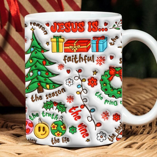 Christian 3D Mug, Jesus The Reason For The Season Inflated Mug, Bible Verse Inflated Mug, 3D Jesus Mug, Religious 3D Mug