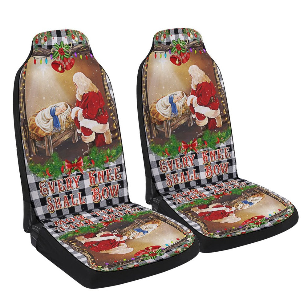 Christian Christmas Santa Claus Every Knee Shall Bow Cars Seat Cover, Christmas Car Seat Covers, Car Decor Gift