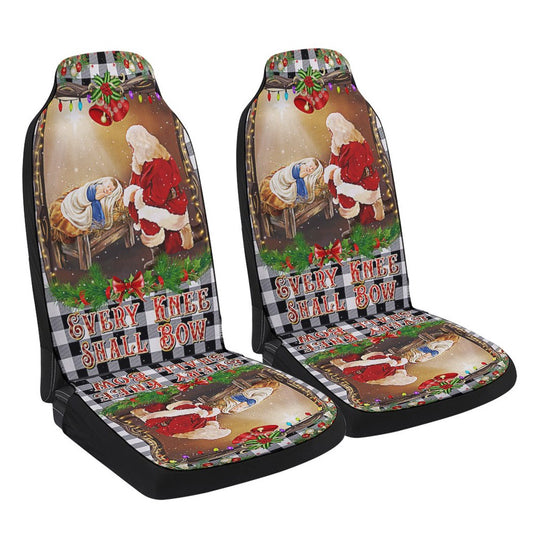 Christian Christmas Santa Claus Every Knee Shall Bow Cars Seat Cover, Christmas Car Seat Covers, Car Decor Gift