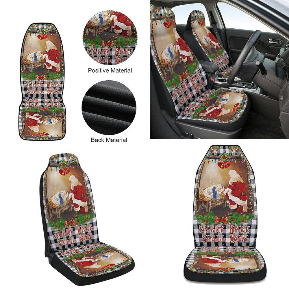 Christian Christmas Santa Claus Every Knee Shall Bow Cars Seat Cover, Christmas Car Seat Covers, Car Decor Gift