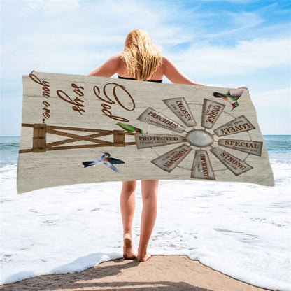Christian Farmhouse Windmill God Says You Are Beach Towel - Bible Verse Beach Towel - Scripture Beach Towel
