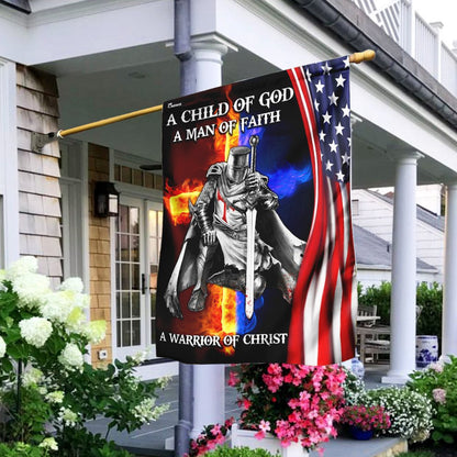 Christian Garden Flags, A Child Of God A Man Of Faith A Warrior Of Christ Flag, Christian House Flags, Christian Cross Flag, Faith Flag