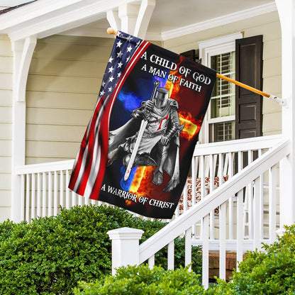 Christian Garden Flags, A Child Of God A Man Of Faith A Warrior Of Christ Flag, Christian House Flags, Christian Cross Flag, Faith Flag