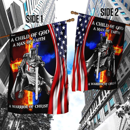 Christian Garden Flags, A Child Of God A Man Of Faith A Warrior Of Christ Flag, Christian House Flags, Christian Cross Flag, Faith Flag